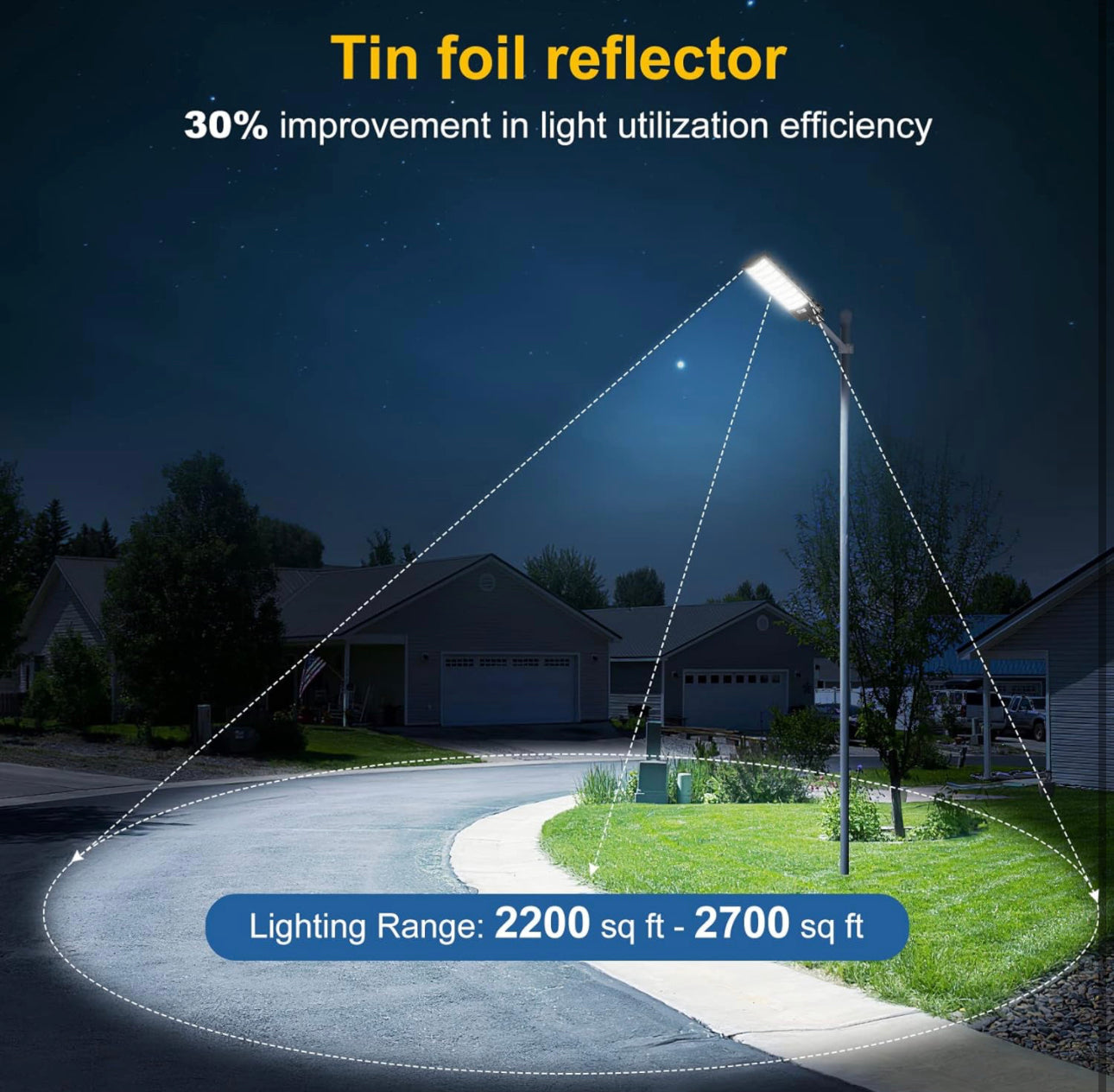 Luces de calle solares de 1000 W para estacionamiento, luces LED solares para exteriores de 6500 K, luces solares para exteriores a prueba de agua, desde el anochecer hasta el amanecer