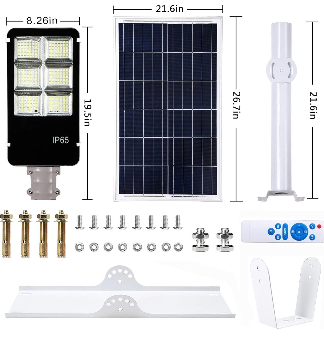 Lampadaire solaire d'extérieur 400 W, éclairage d'extérieur à LED solaire du crépuscule à l'aube avec télécommande, projecteur de sécurité à LED blanc lumière du jour 6500 K 