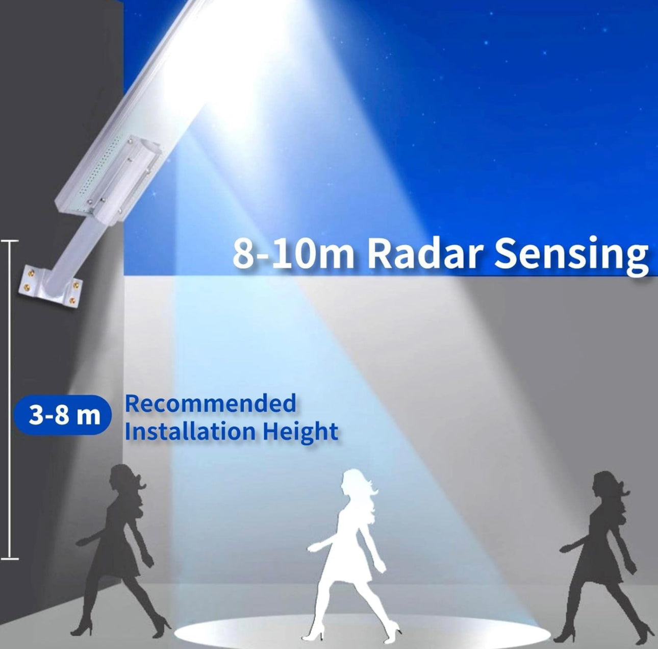 Farola solar de 5000 W para exteriores, luces solares impermeables para estacionamientos, luces LED comerciales con sensor de movimiento y control remoto 