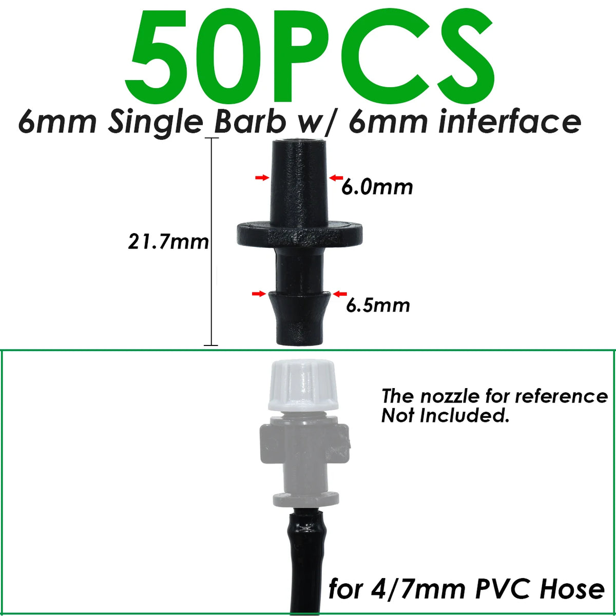 SPRYCLE 20-100PCS 1/4 Inch Connector Joint Tee Drip Irrigation Dripper Watering Garden Tools for 4mm/7mm Pipe Hose Greenhouse