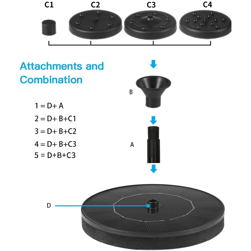 Mini Floating Solar Fountain for Bird Baths, 13 cm