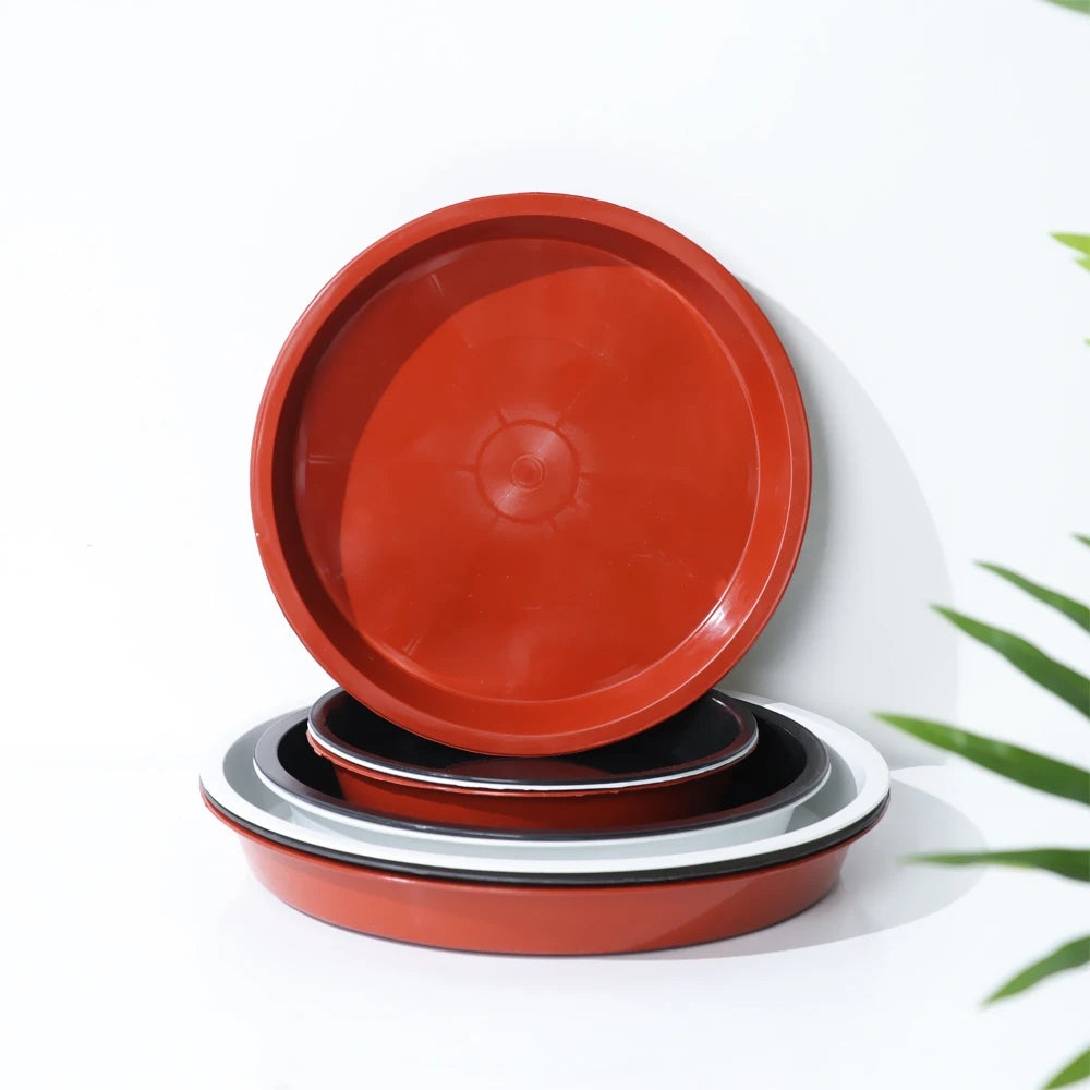 Round Plastic Plant Saucers, 4–10 in, 3 Pack