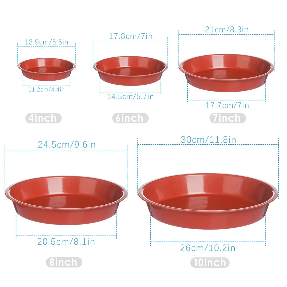 Round Plastic Plant Saucers, 4–10 in, 3 Pack