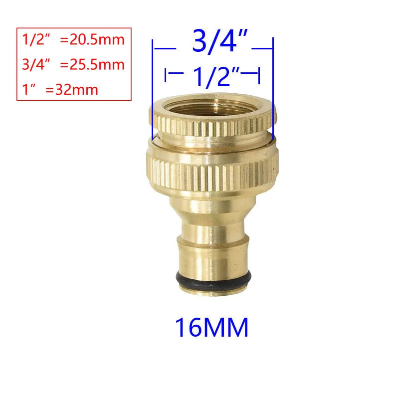 1/2" 3/4" 1" Thread Brass Quick Connector Garden Watering Adapter Drip Irrigation Copper Hose Quick Connector Fittings 1 Pcs