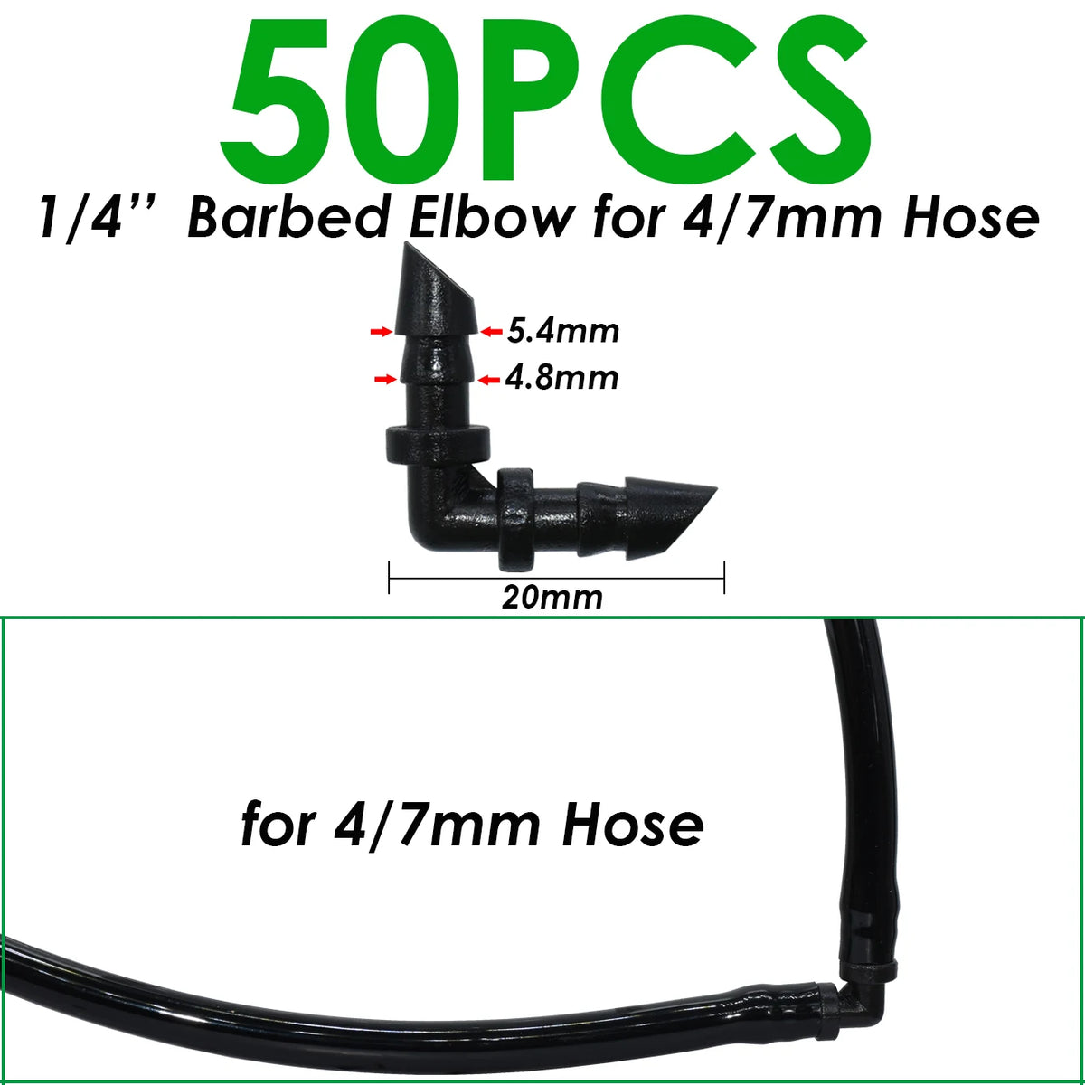 SPRYCLE 20-100PCS 1/4 Inch Connector Joint Tee Drip Irrigation Dripper Watering Garden Tools for 4mm/7mm Pipe Hose Greenhouse