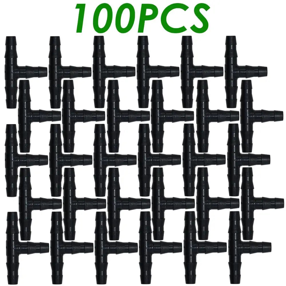 SPRYCLE 20-100PCS 1/4 Inch Connector Joint Tee Drip Irrigation Dripper Watering Garden Tools for 4mm/7mm Pipe Hose Greenhouse