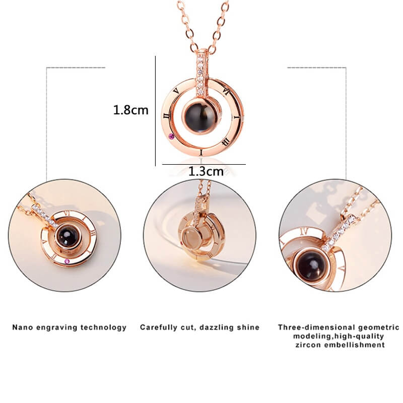 Collier avec pendentif projection « Je t'aime » en 100 langues