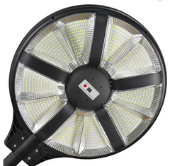 Lampadaire solaire d'extérieur étanche 3000 W - Étanche IP66, détection de radar et de mouvement, télécommande, éclairage de parking solaire de qualité commerciale avec éclairage grand angle 360 ​​° 