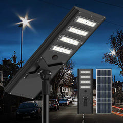 Éclairage commercial à LED à énergie solaire de 2 500 W pour parking, rue ou arène, 160 000 lumens - (noir)