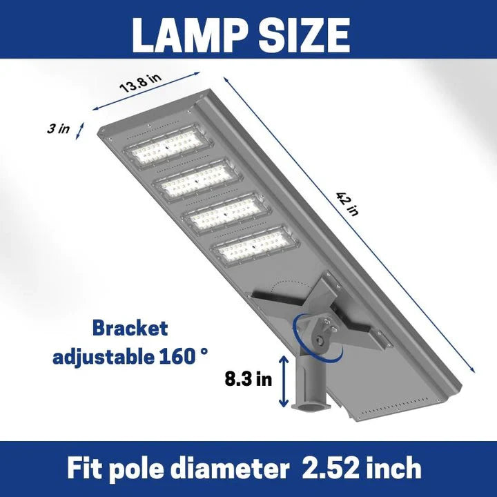 Éclairage commercial à LED à énergie solaire de 2 500 W pour parking, rue ou arène, 160 000 lumens - (noir)