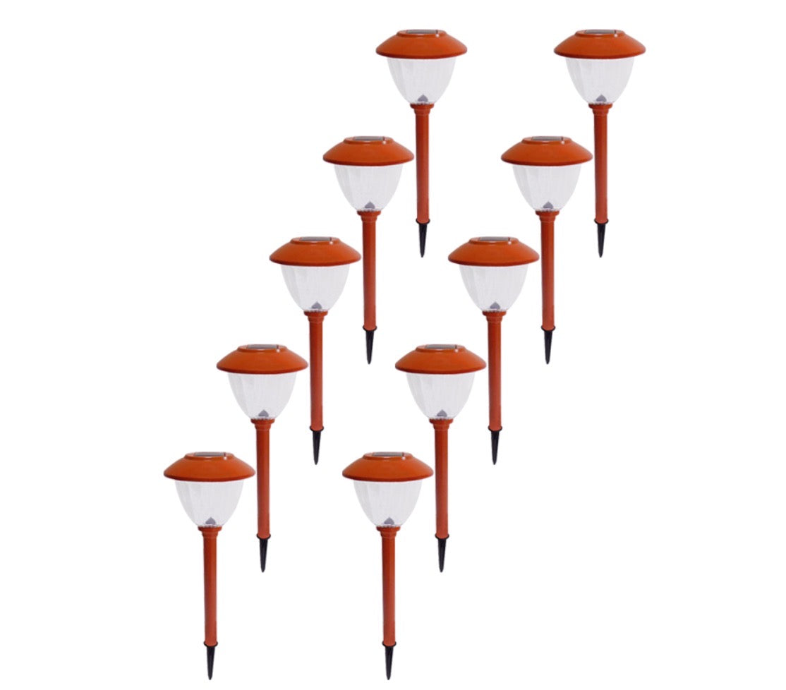 Paquete de 10 luces LED solares para caminos de exterior Energizer, de acero inoxidable (color mandarina) 