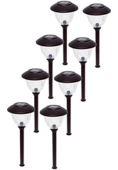 Paquete de 8 luces LED solares para caminos de exterior Energizer, de acero inoxidable (negras) 