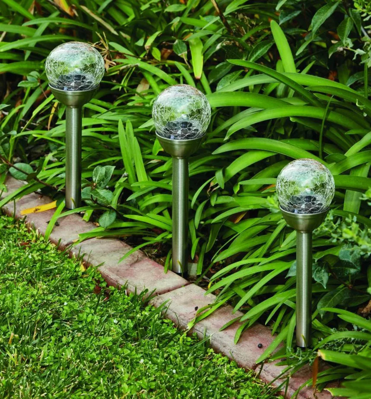 Lot de 8 ampoules LED solaires en verre craquelé Berkley Jensen Steel PathWay