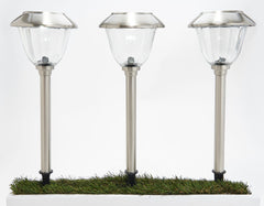 Lot de 8 lampes solaires à DEL Energizer pour allées extérieures - Verre et acier inoxydable (argent) 