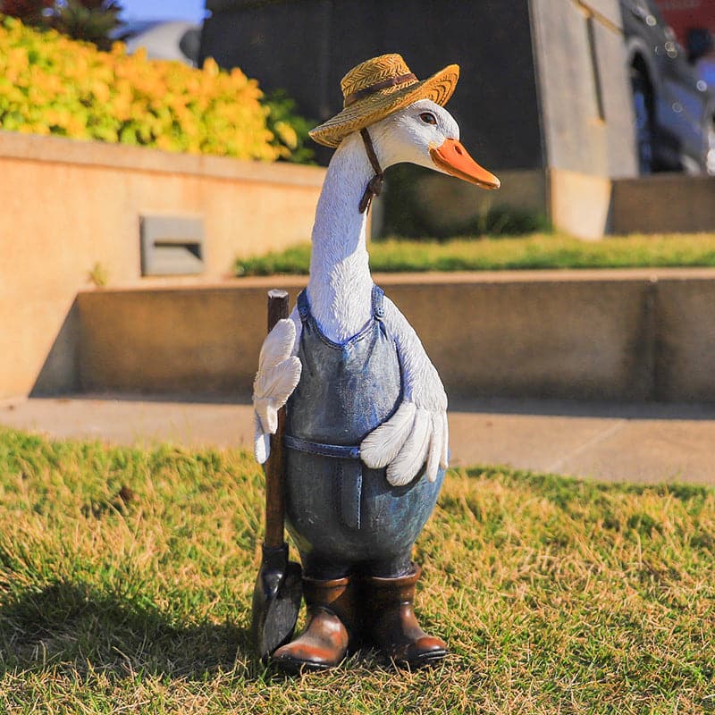 Duck Gardener Resin Statue