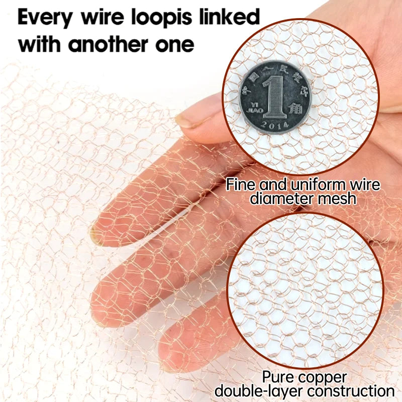 Copper Mesh Roll for Sealing Gaps, 12.7 cm Wide, 1–15 m