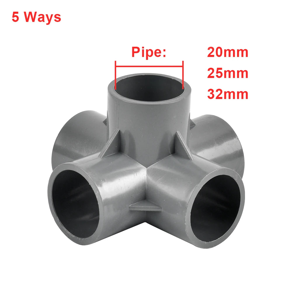 Inside Diameter 20/25/32mm 3-Way/4-Way/5-Way Three-Dimensional Pvc Connector Water Supply Pipe Fittings Equal Connectors
