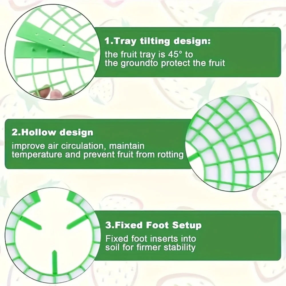 20/50Pcs Heavy-Duty Garden Support Frame with 3- Sturdy Design Open Grid Drainage System Strawberry & Watermelon Planting Rack