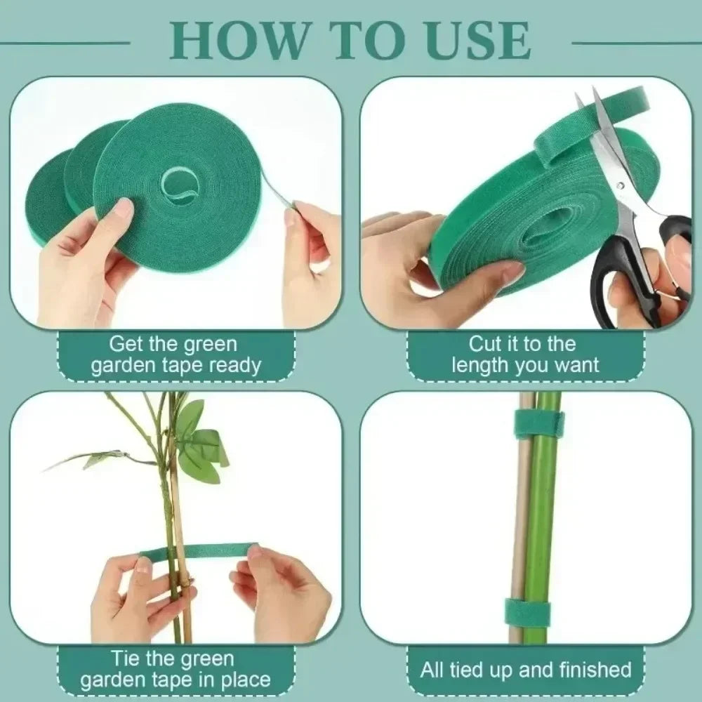 Hook-and-Loop Plant Ties, 5 m Rolls, 1–24 Pack