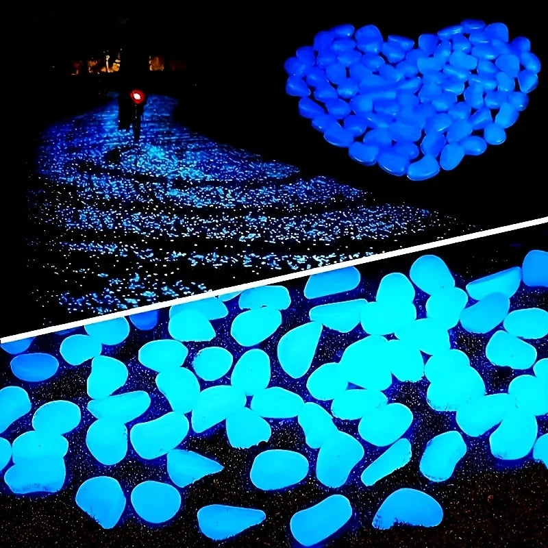 Glow-in-the-Dark Decorative Pebbles, 100 or 500 Pack