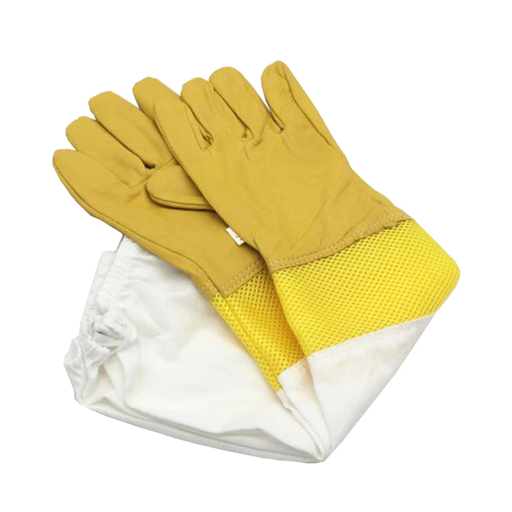 1 Pair Beekeeping Gloves Sheepskin Long Gloves For Beekeepers, Beekeeping Tools, Protective Sleeves, Mesh Breathable Anti Bee