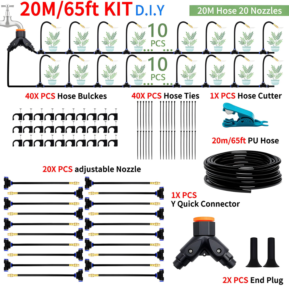DIY Free Bending Universal Spray Kit For Greenhouse Garden Flowers Plant Watering Irrigation Patio Misting Cooling System