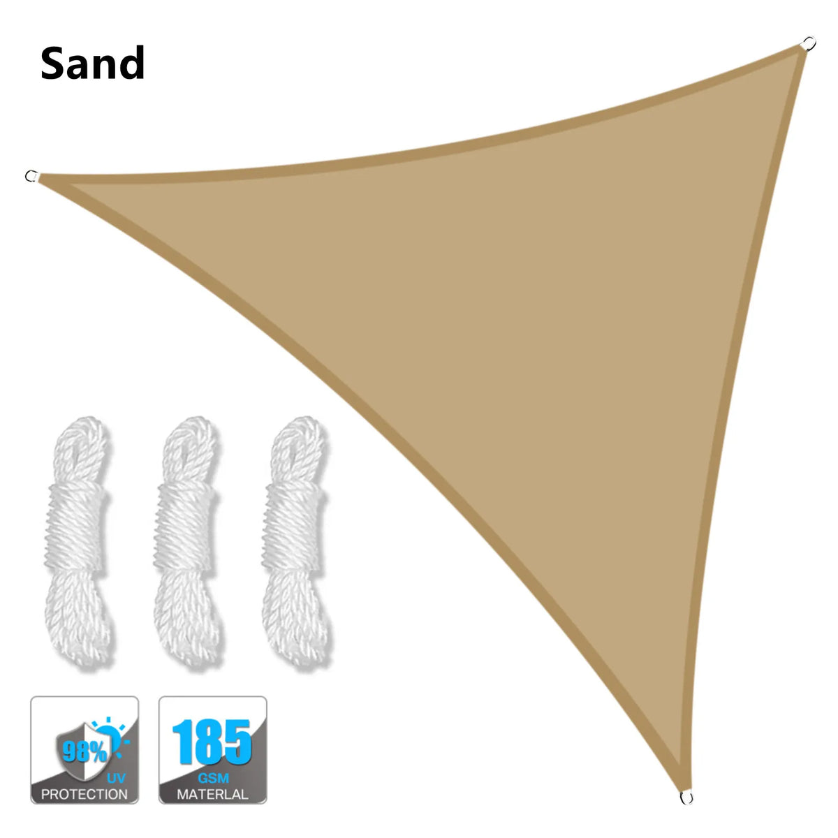 5x5x5/2x2x2M Waterproof Sun Shelter Triangle Sunshade Protection Outdoor Canopy Garden Patio Pool Shade Sail Awning Shade Cloth