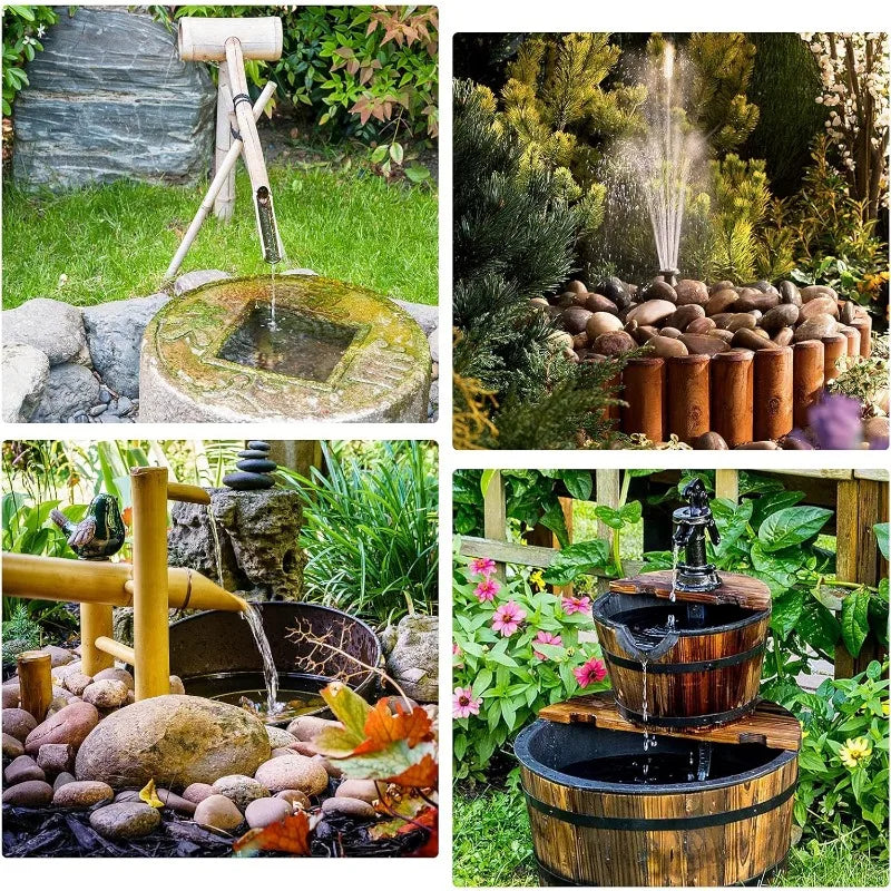 2.5W Solar Fountain Split Design with 6 Fountains and 4-foot Water Pipes for Outdoor Garden Solar Fountain Water Pump Decoration