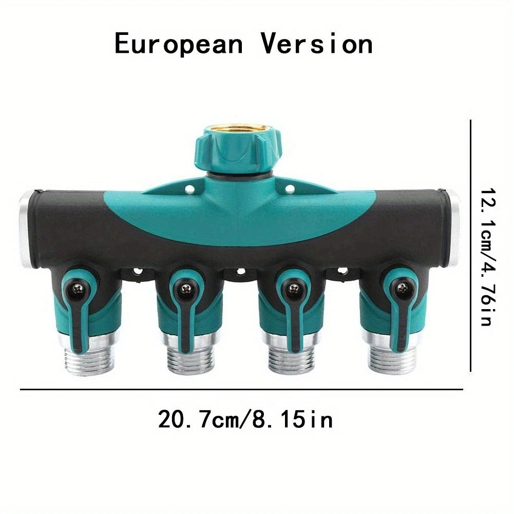 2-Way or 4-Way Hose Splitter with Shut-Off Valves, 3/4 in