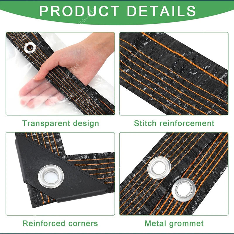 Clear PE Waterproof Tarpaulin Thick Transparent Plastic Sheet Reinforced Edge Outdoor Patio Sunroom Rain Dust Cover