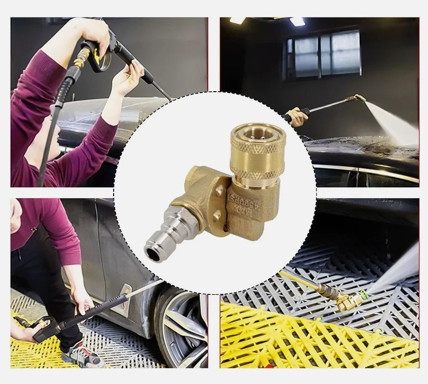 4500 PSI Pressure Washer Pivoting Coupler 1/4 Inch Quick Connect Adaptor Gutter Cleaning Attachment