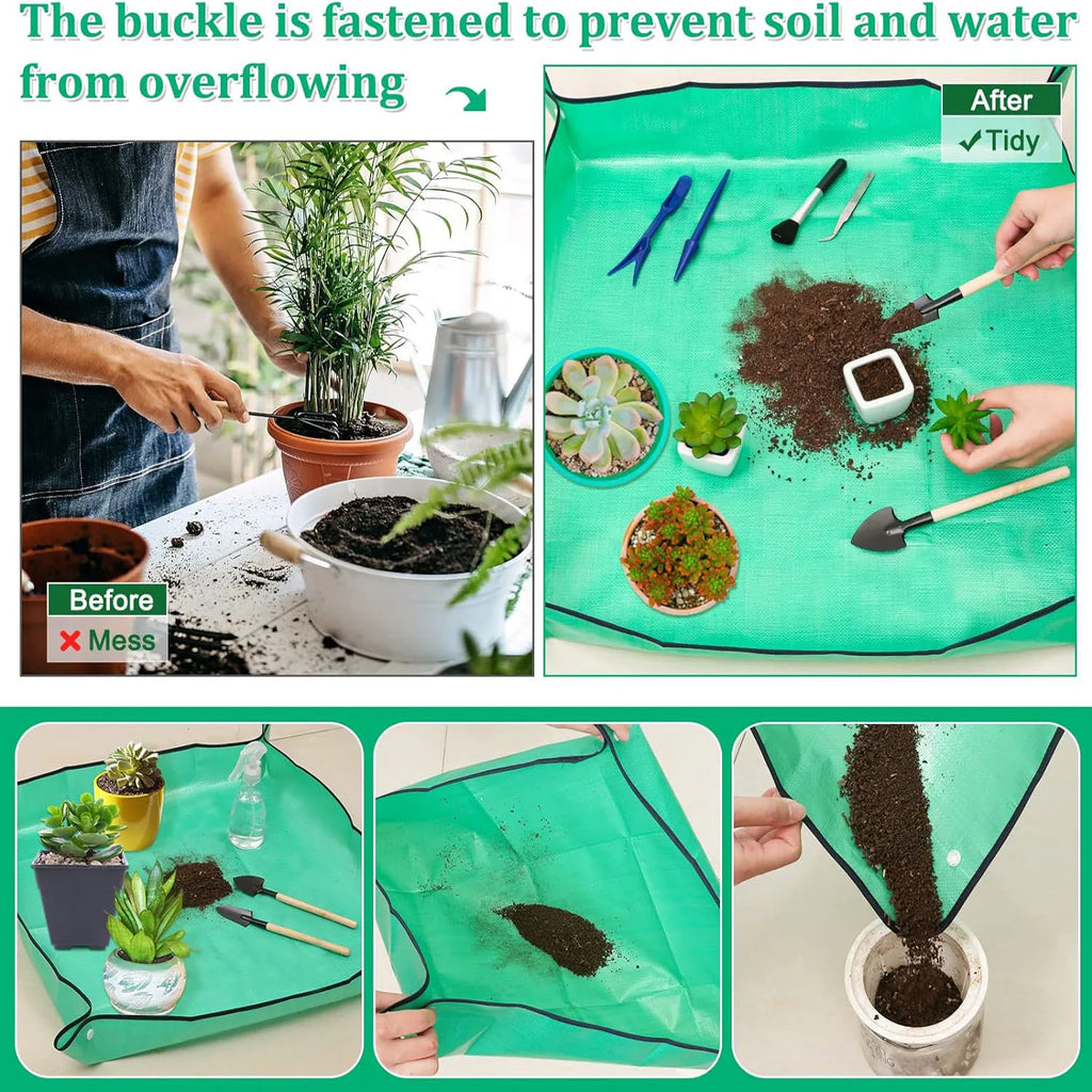 Waterproof Repotting Mat with Corner Locks, 50–100 cm