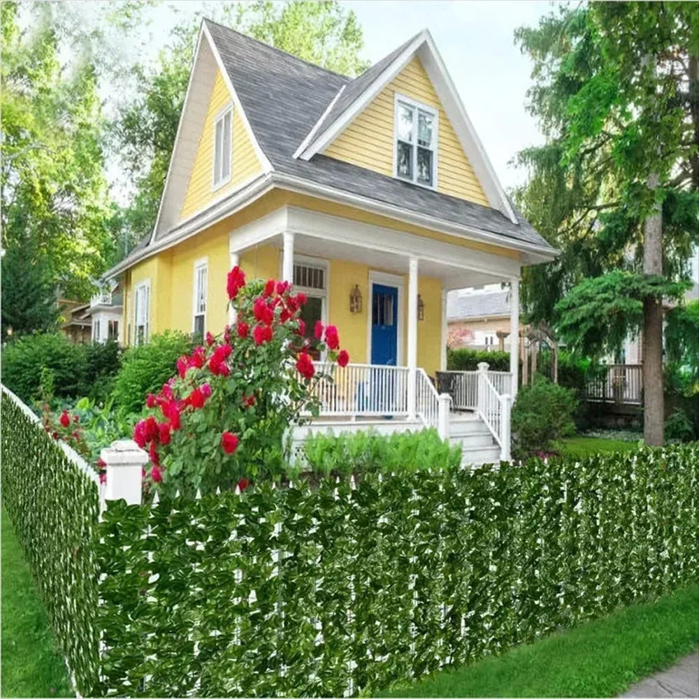 1pc Artificial Green Leaf Fence Panels Faux Fence Outdoor Garden Balcony Decoration