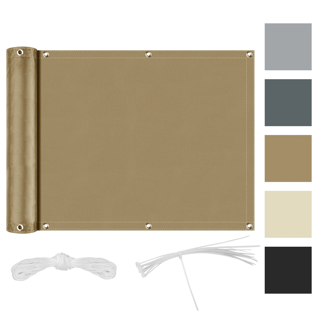 Balcony Privacy Screen, Polyester Oxford Fabric, 75–90 cm High