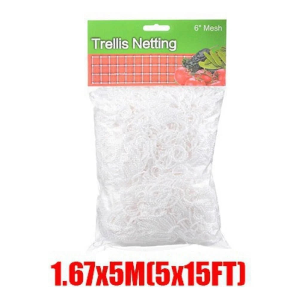White Polyester Trellis Netting for Climbing Vegetables, 4 × 8 ft to 10 × 30 ft