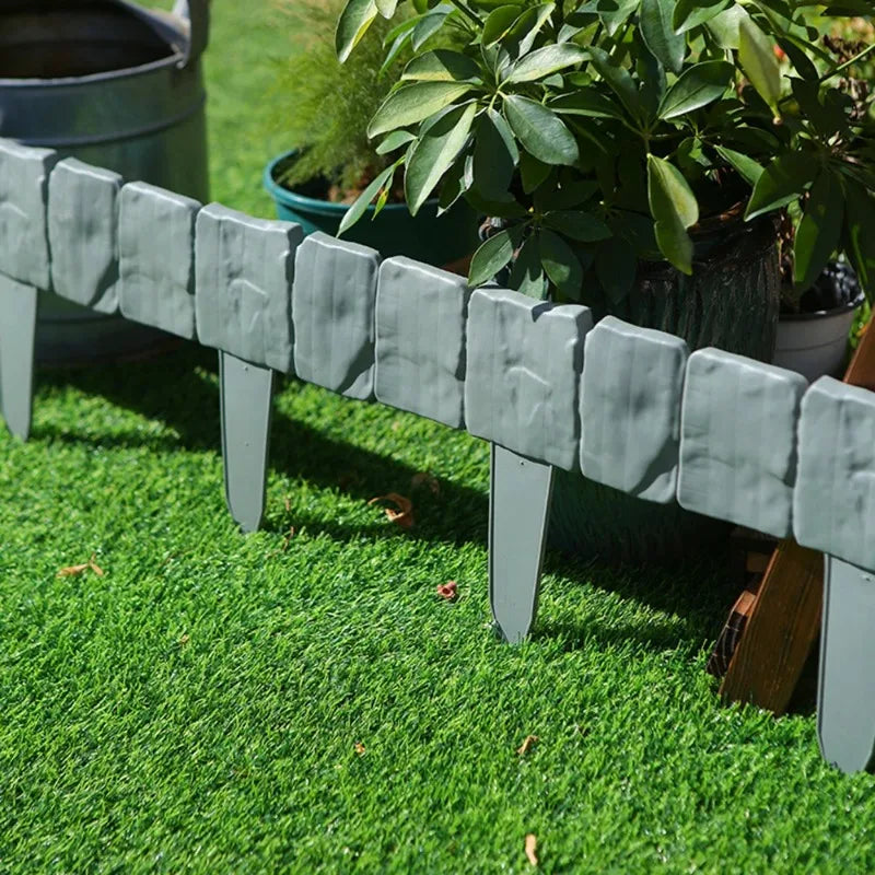 10pcs Imitation Stone Garden Fence Plant Support Stakes Outdoor Edging Decorative Border for DIY Lawn Yard Landscape