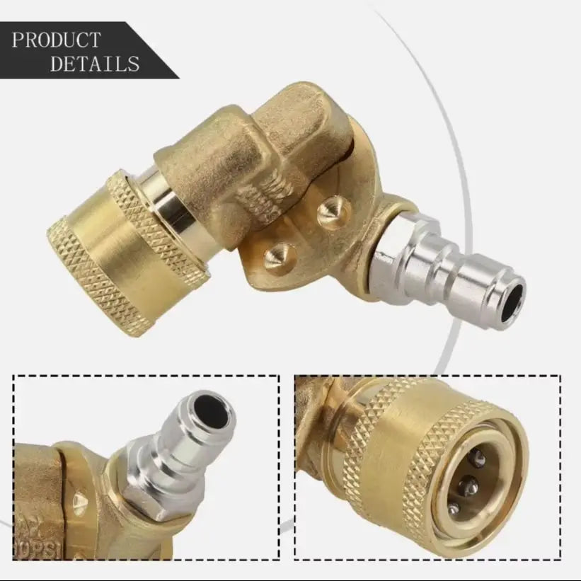 4500 PSI Pressure Washer Pivoting Coupler 1/4 Inch Quick Connect Adaptor Gutter Cleaning Attachment