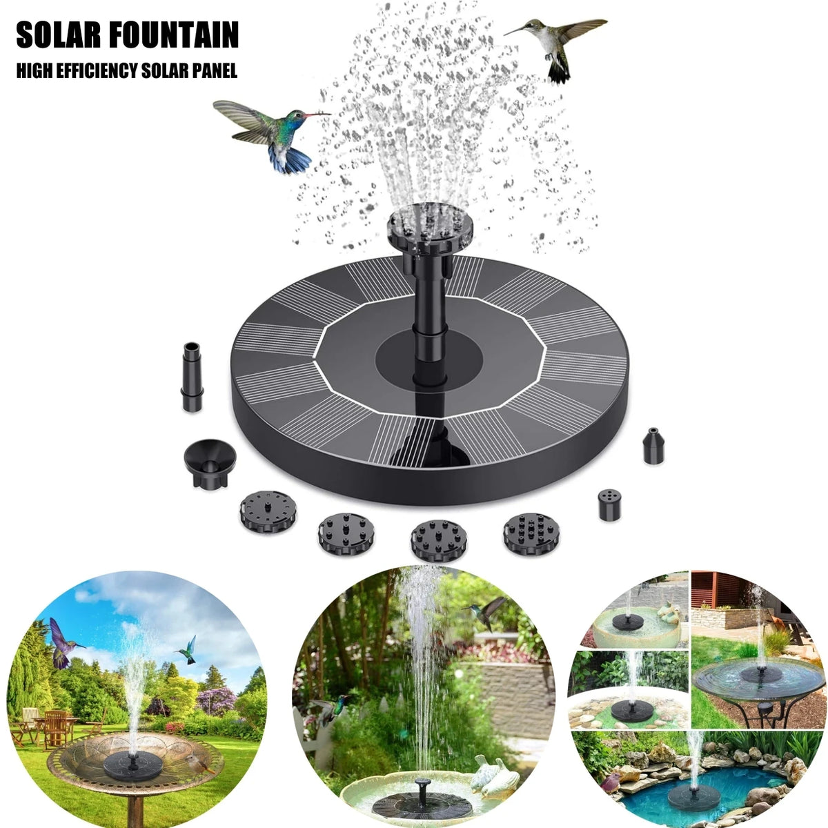Mini Floating Solar Fountain, 13 or 16 cm