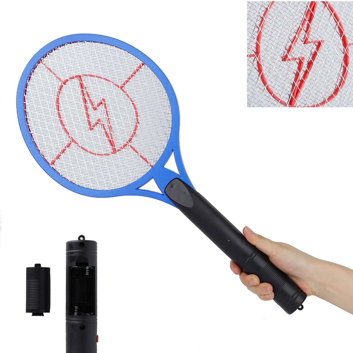 Mosquito Killer Triple  Battery Power Fly Swatter Pest  Electric Repeller Bug  Racket Wireless Long Handle Tool