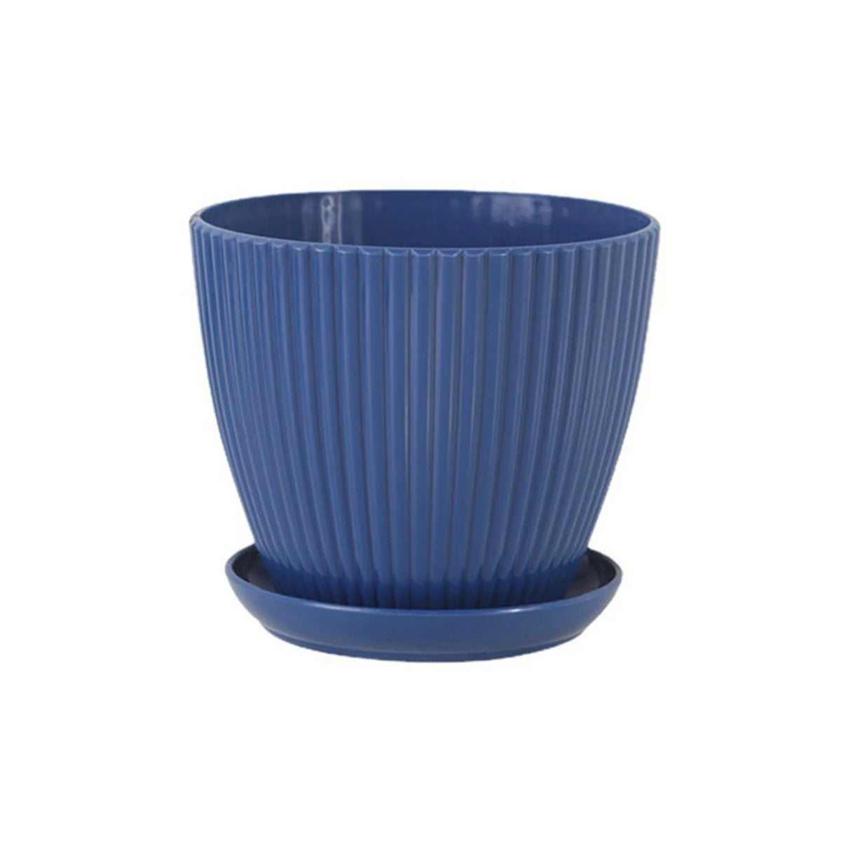 Round Plant Pot with Drainage Tray, 5 Sizes, 4 Colors