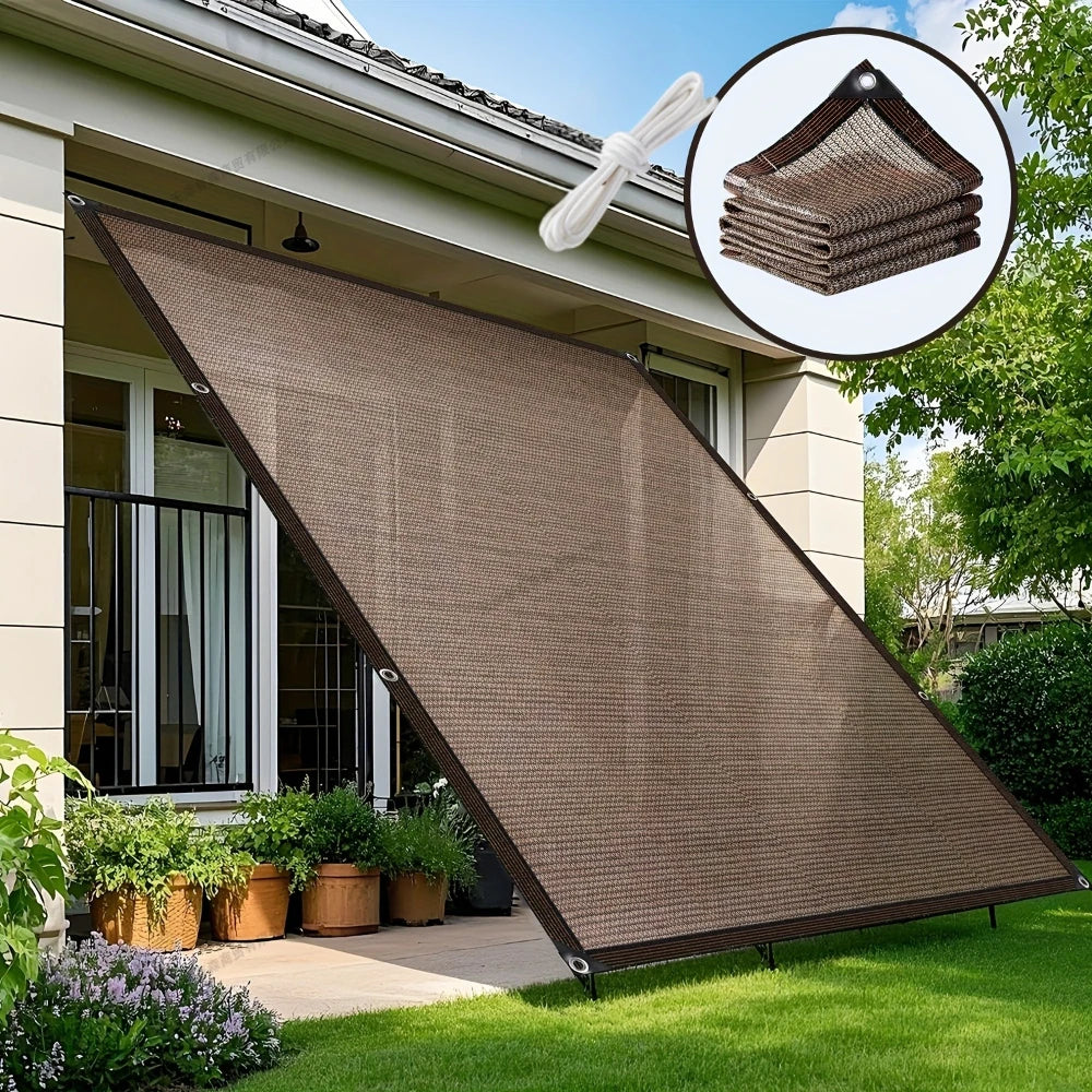 HDPE Shade Cloth with Grommets, About 90% Shade, Brown