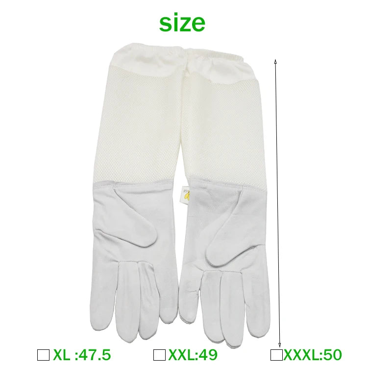 1 Pair Beekeeping Gloves Sheepskin Long Gloves For Beekeepers, Beekeeping Tools, Protective Sleeves, Mesh Breathable Anti Bee