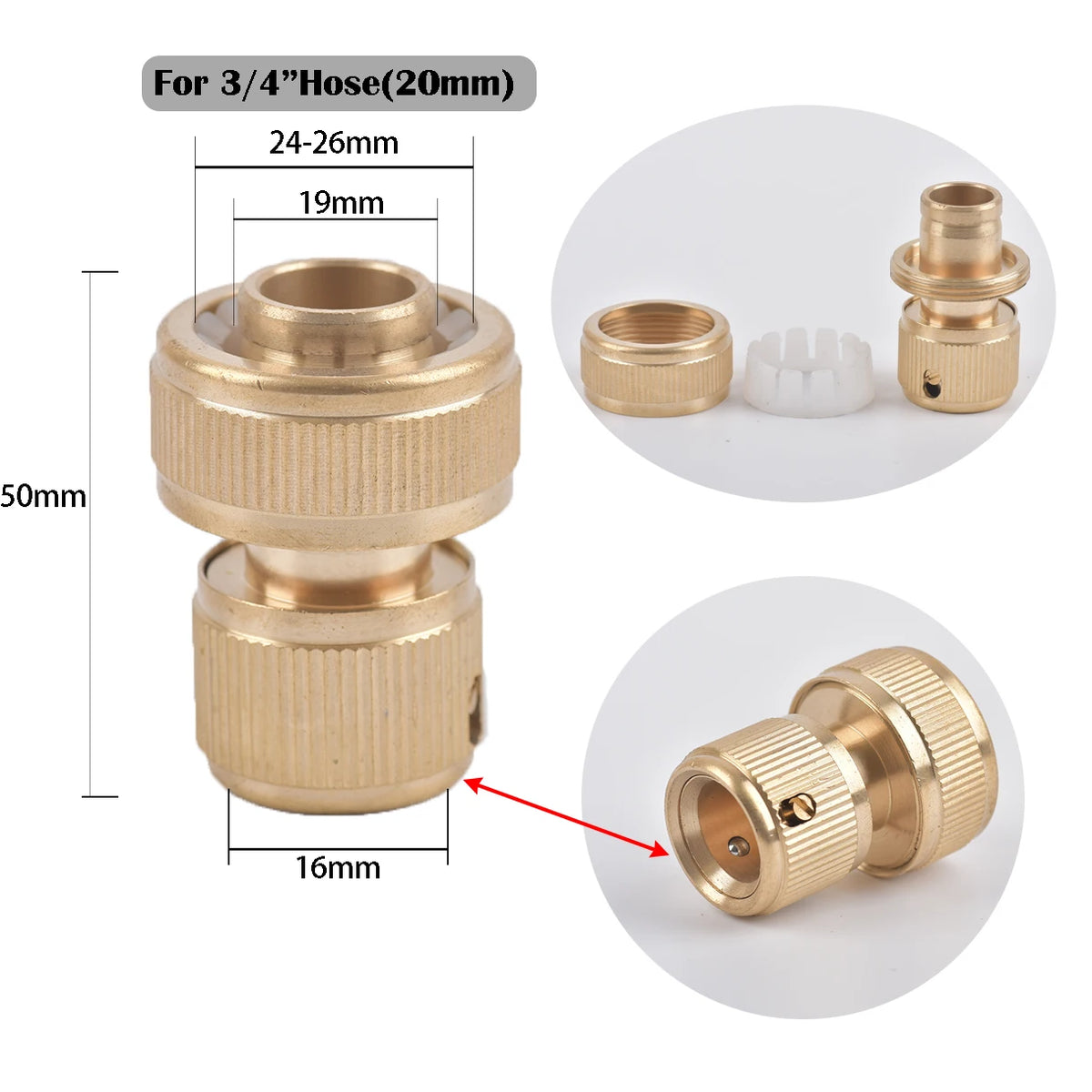 1/2 3/4"  Thread Quick Connector Brass Garden Watering Adapter Drip Irrigation Copper Hose Quick Connector Fittings 1 Pcs