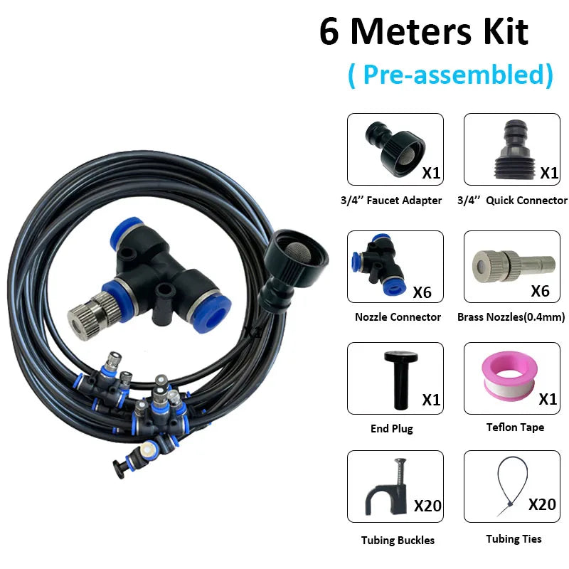 Outdoor Cooling Patio Misting System 6/9/12/15/18M Nebulizer Terrace Mister for Hot Weather Relief