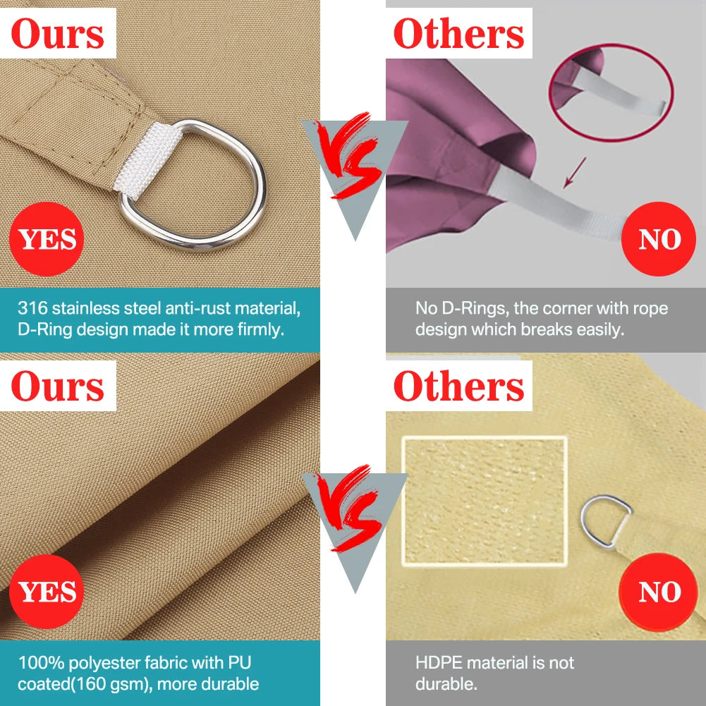 Triangle Shade Sail with Ropes, 2–7 m, Multiple Colors