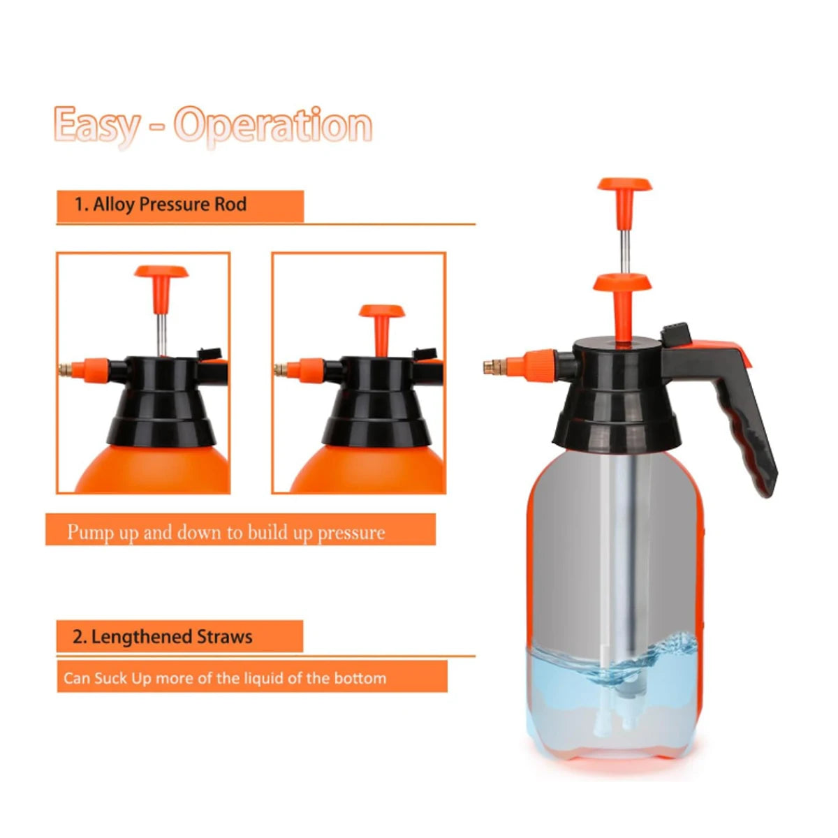 2 L Pressure Watering Can with Mist Nozzle, 1 or 2 Pack