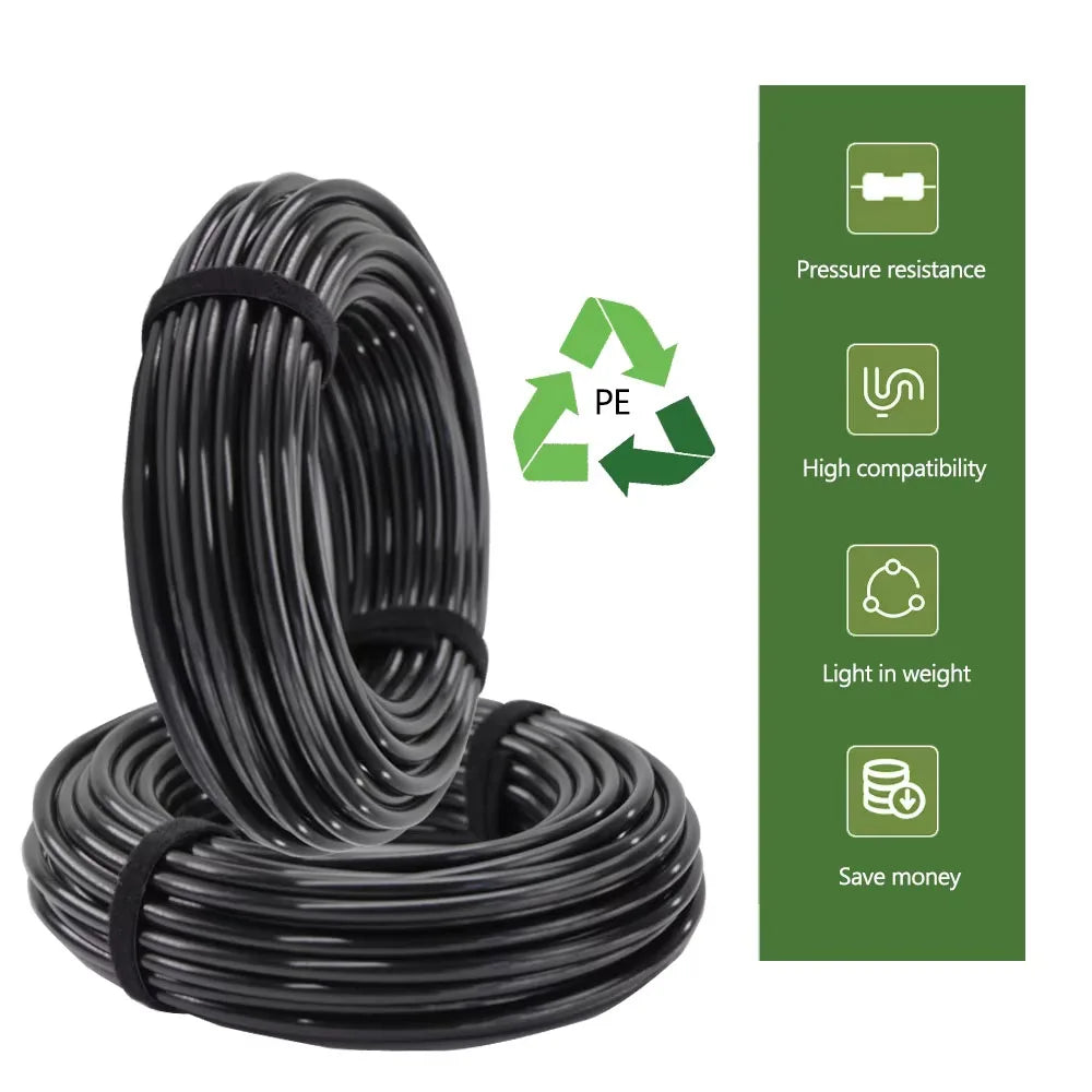 Black PE Irrigation Tubing, 6, 8 or 12 mm OD, 20–50 m