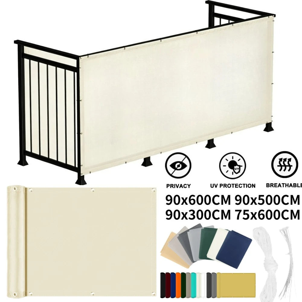 Balcony Privacy Screen, Polyester Oxford Fabric, 75–90 cm High