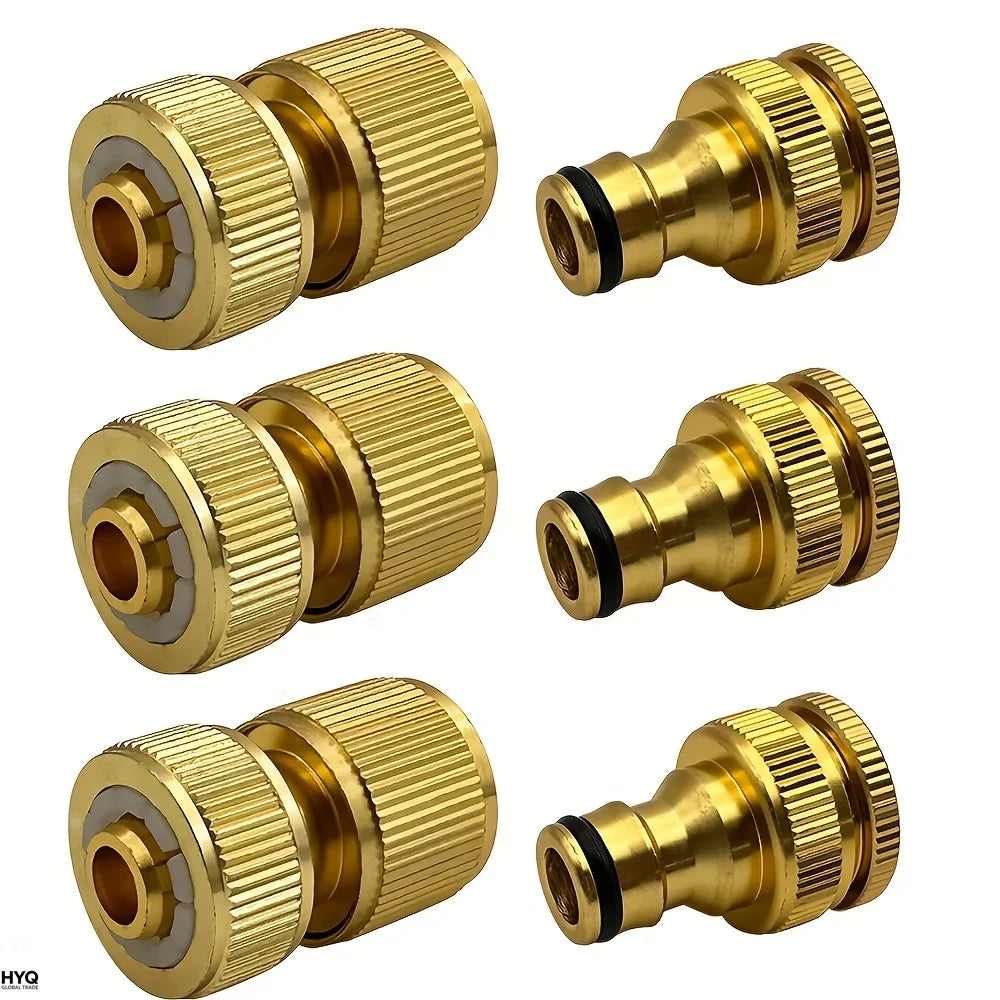 EU Standard Hose Fittings, 6 or 12 Pcs: 1/2" and 3/4" Tap Fittings with 1/2" Garden Quick Connectors