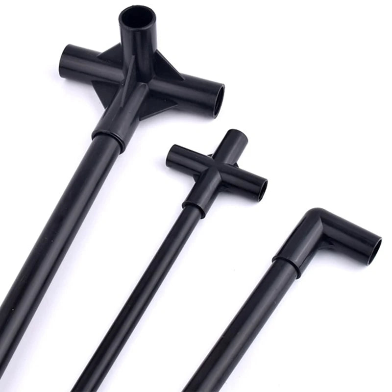 5Pcs Black Pipe Connector DIY Shelf Tent Fixed Connector Fittings I.D 8/12/16/19mm ABS Plastic Tee Four Way Elbow Straight Joint